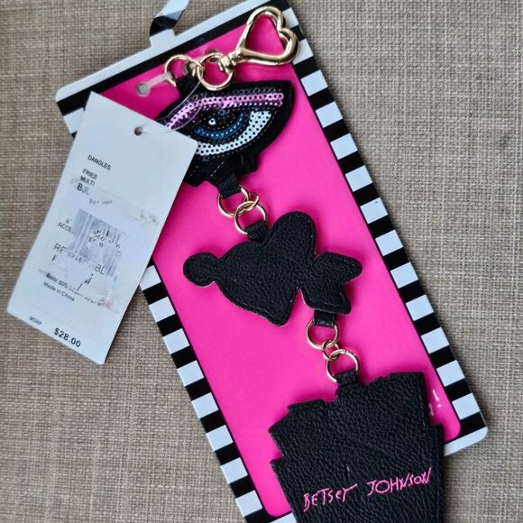 Betsey Johnson Keychain Sequin Fries Charms Keys Holder Key Chain Keyrings NWT - Picture 5 of 10